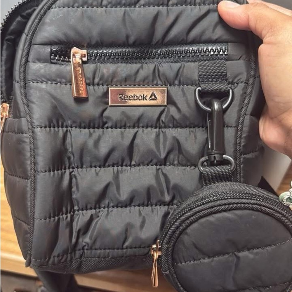 Reebok Black Quilted Backpack with Sleek Design